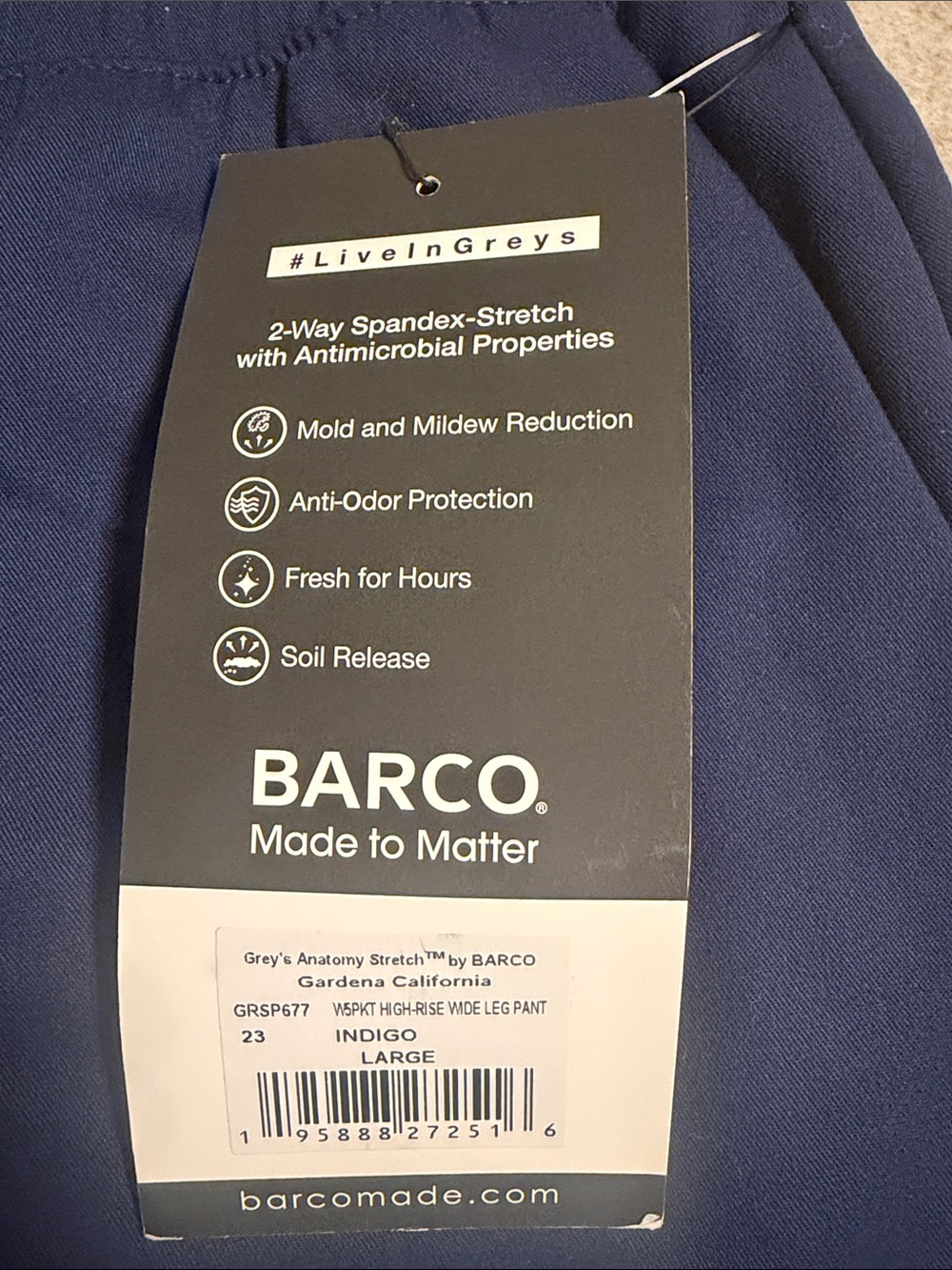 Grey’s Anatomy new with tags high-rise wide leg, scrub pants size large - Picture 3 of 5